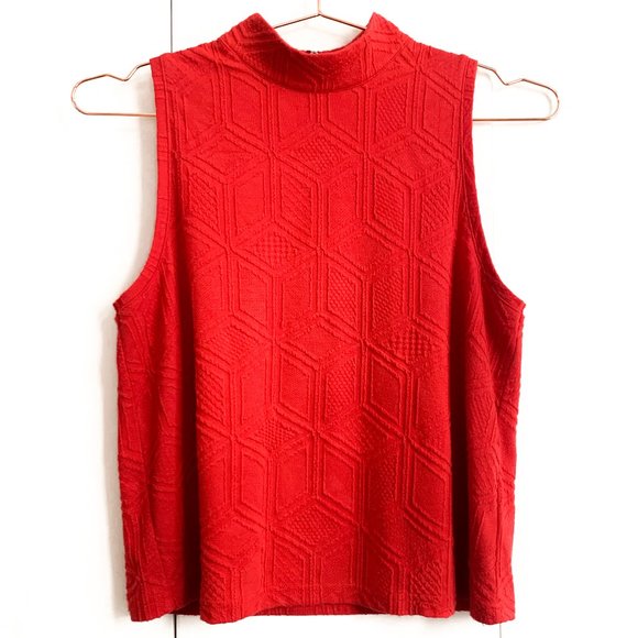 Anthropologie Tops - anthropologie sleeveless mock neck red top